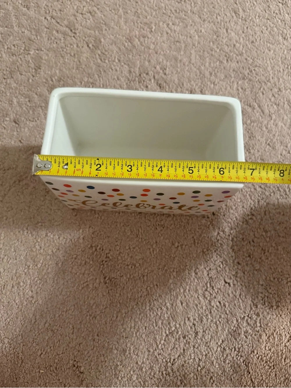 1800 Flowers | Celebrate Ceramic Polka Dot Planter - White with Multicolor Dots